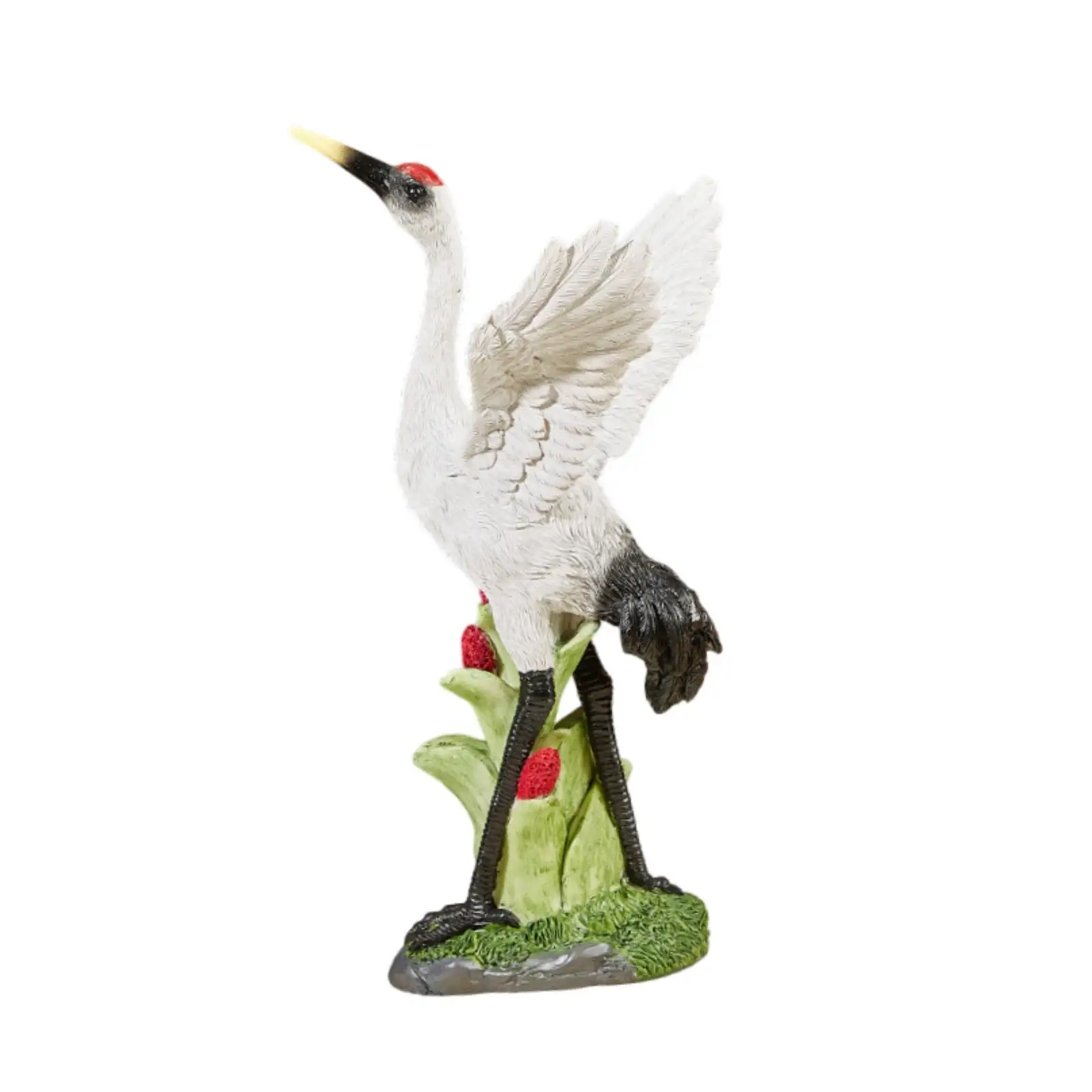 Resin Crane Bird Statue Garden Sculpture Animal Figurine for Outdoor Lawn Patio Courtyard Decor Farmhouse Landscape Tabletop