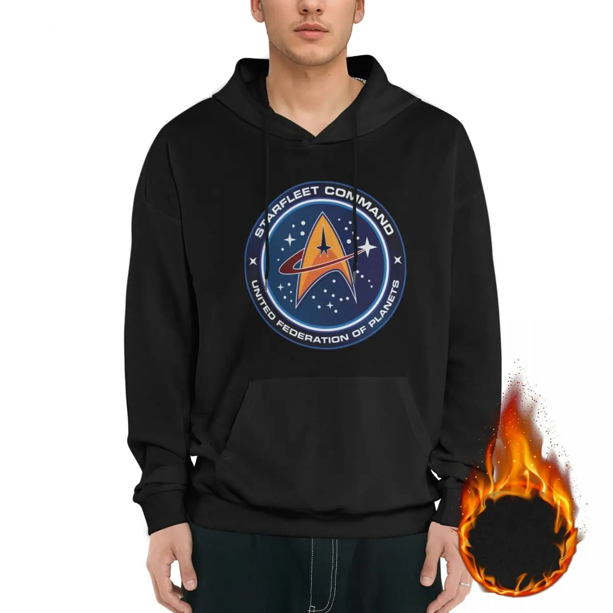 Star Treks Starfleet Bluza z kapturem z podszewką z polaru Mężczyźni Kobiety Bluza z nadrukiem graficznym Modne koszule z długim rękawem