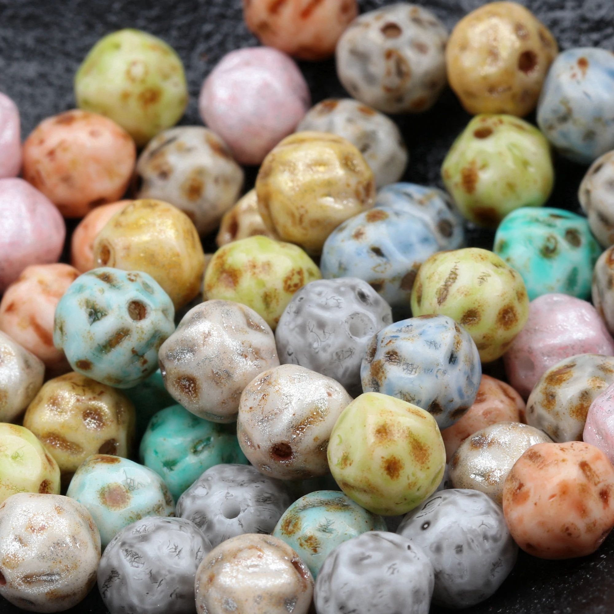 6mm Round Czech Glass Beads spacers Opaque Jewelry Making Firepolished Bead 10PCS (CGB-B)