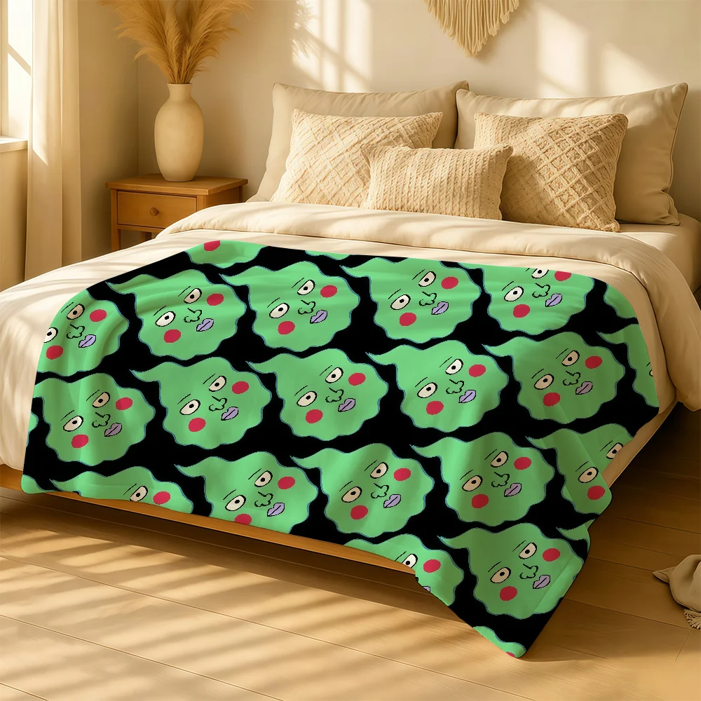 Anime M-Mob P-Psycho Dimple Funny Meme Blanket For Soft Warm Knee For Bedroom Living Room Bed Sofa Camping Picnic Office Gift
