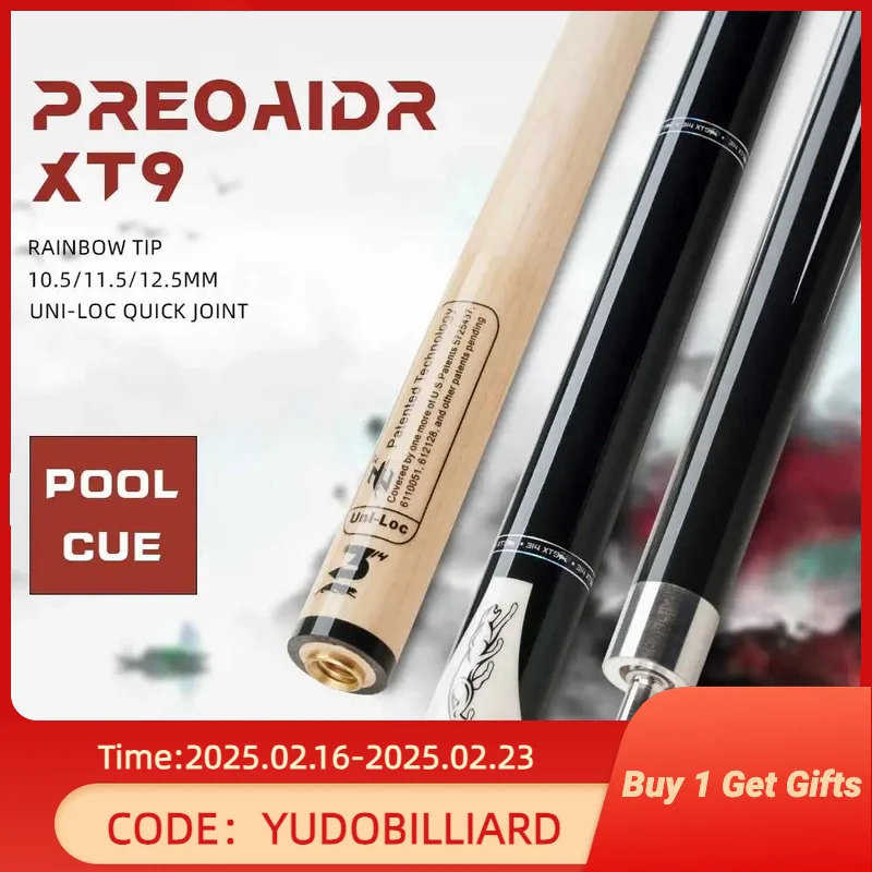 

PREOAIDR XT9 Pool Cue Stick with 10.5/11.5/12.5mm Tip Snooth Grip and Uni-lock Joint for Technology Billiard Pool Cue Stick