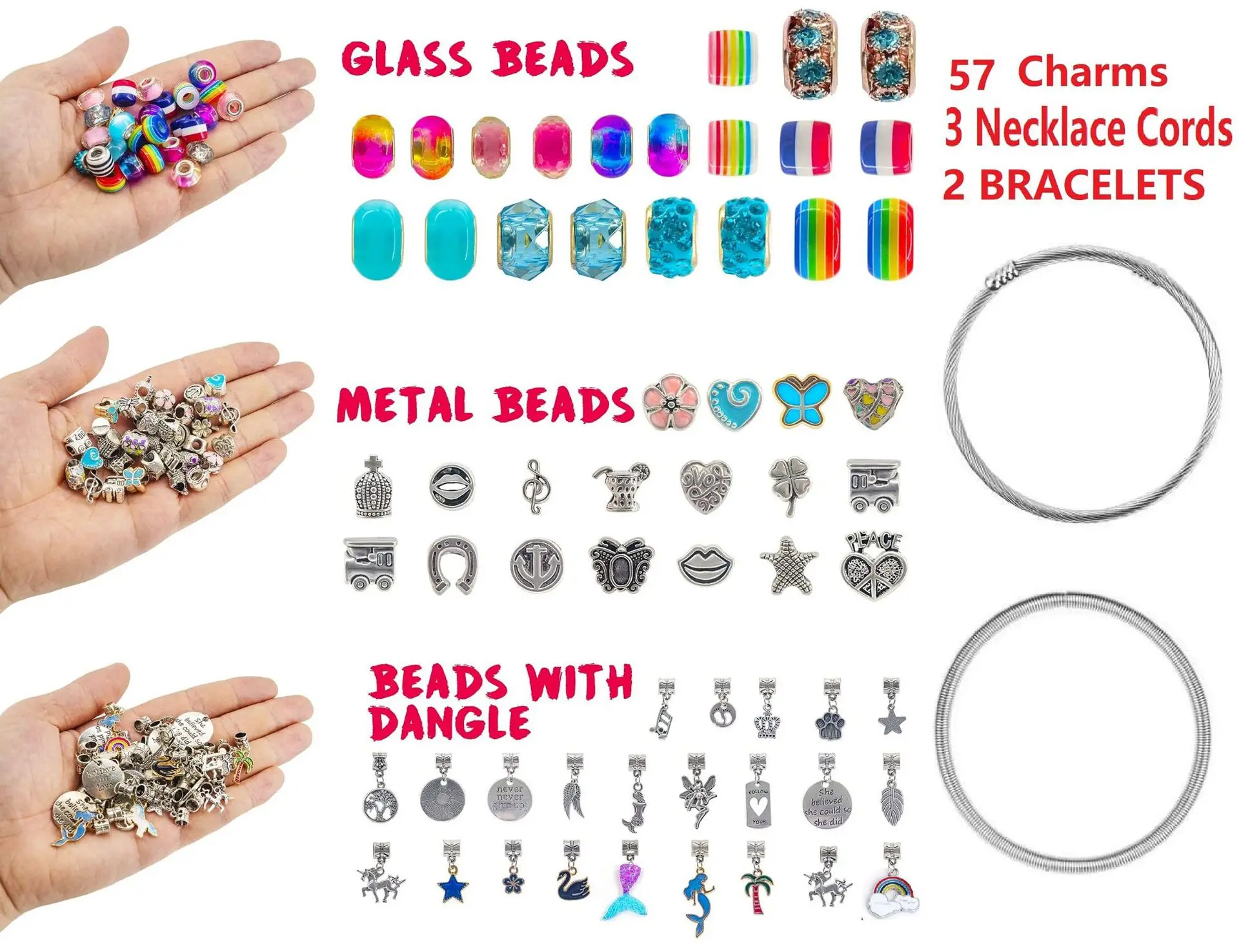 Jewelry Making Kit Charm Bracelet Necklace Present Alloy Beads Set DIY Toys for Children Bracelets Birthday Gifts