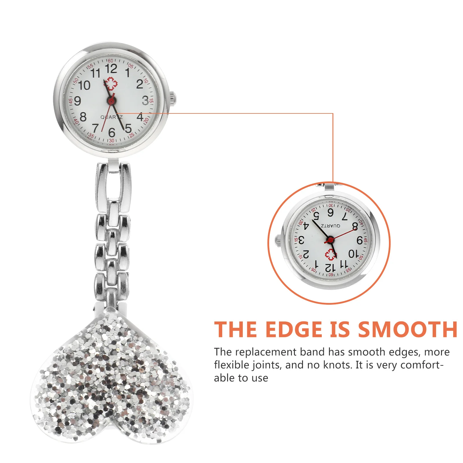 3pcs Love Heart Nurse Hanging Watch Clip-On Nursing Pocket Watch For Women Students Healthcare Workers Alloy Quartz