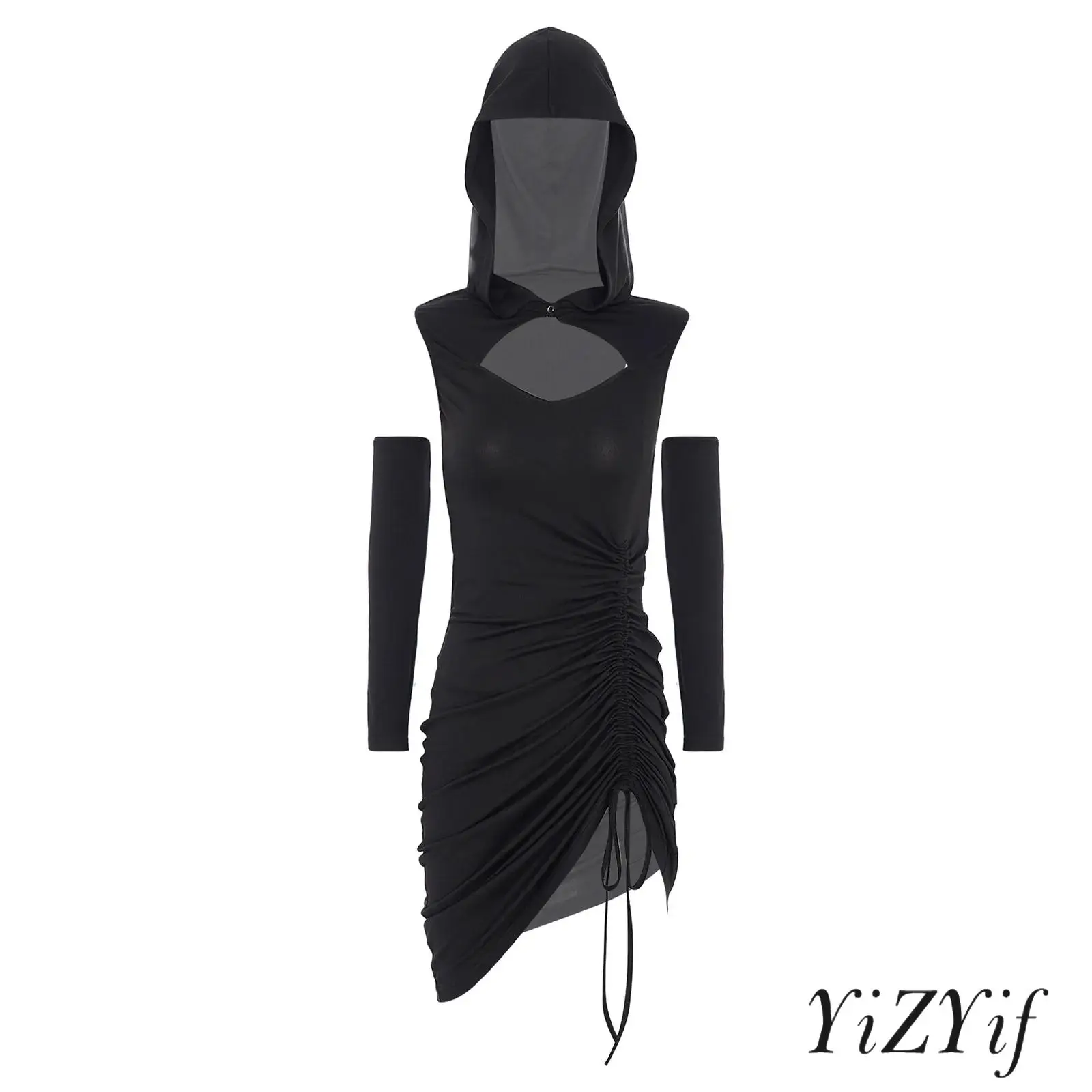 

Elegant Gothic Hoodie for Women with Chest Cut Out And Drawstring Vintage Dress Perfect for Steampunk Cosplay And Halloween