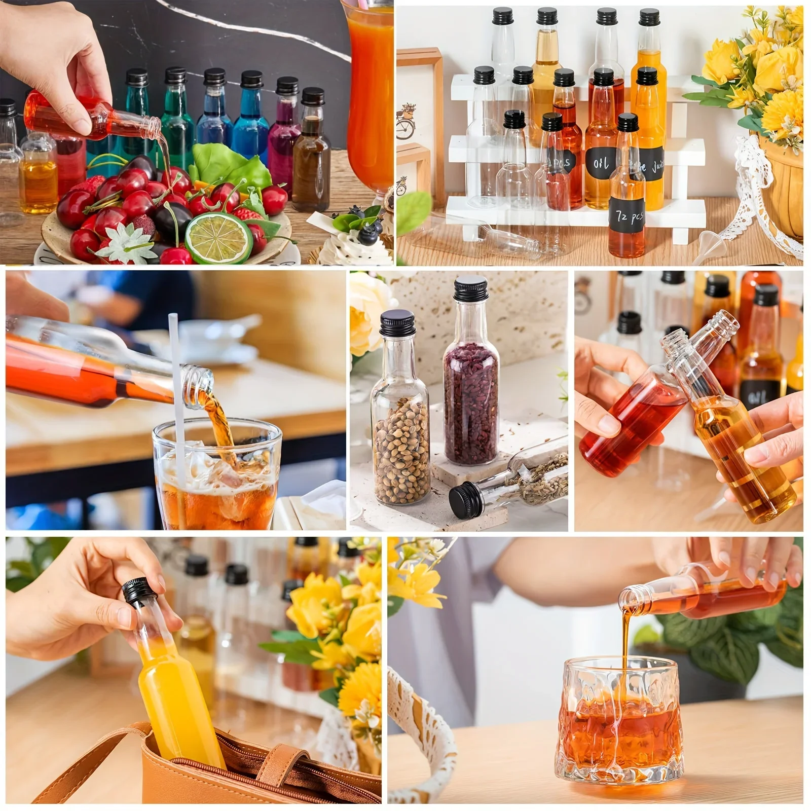 30Pcs 30-100ML Reusable Portable Plastic Mini Juice Bottles For Wine Juice Beverage Oil Seasoning Liquor Bottle Drink Containers
