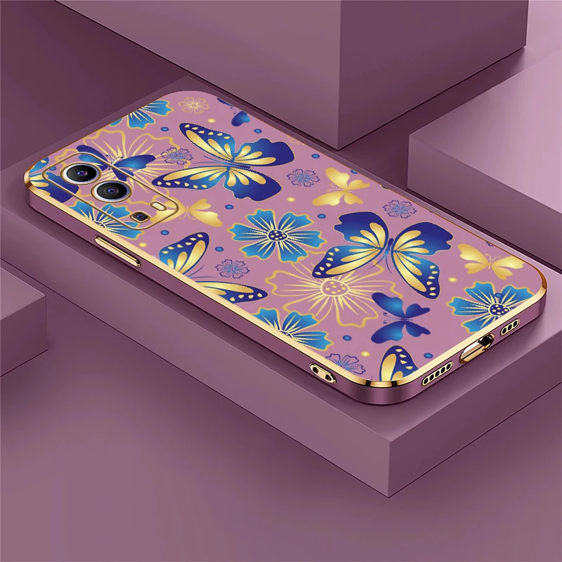 Capa de silicone à prova de choque para vivo iqoo u1x u5x neo, capa com estampa de borboleta azul para iqoo z3 z7, capa macia de tpu