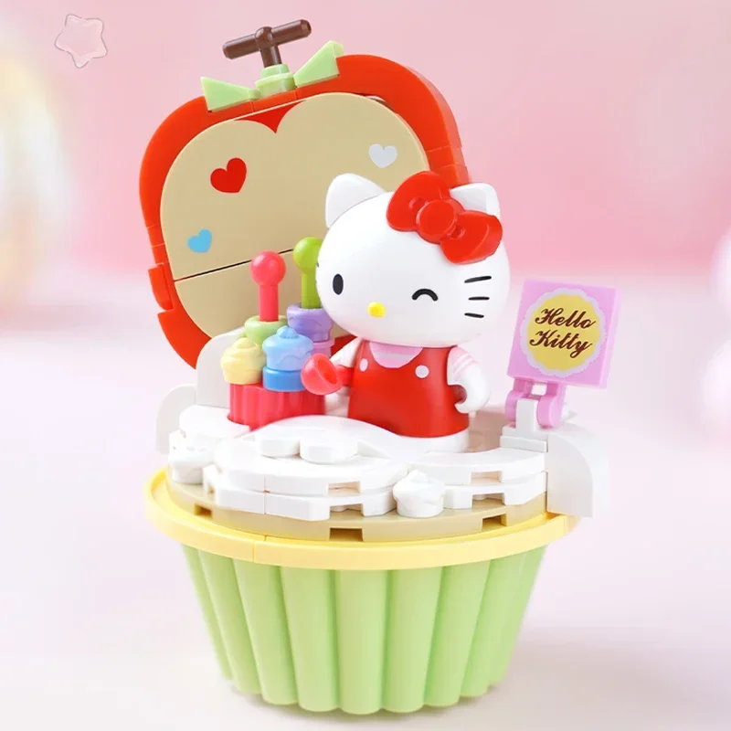 Оригинальный строительный блок Keeppley Sanrio Kuromi My Melody, серия мультяшных тортов Hellokitty, сборные игрушки Cinnamoroll, подарок для мальчиков и девочек