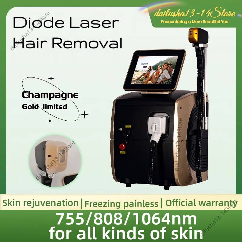 Professional Diode Laser Ice Titanium Body Hair Removal Machine 2024 Portable 808 755 1064nm Alexandrite Laser Painless Epilator