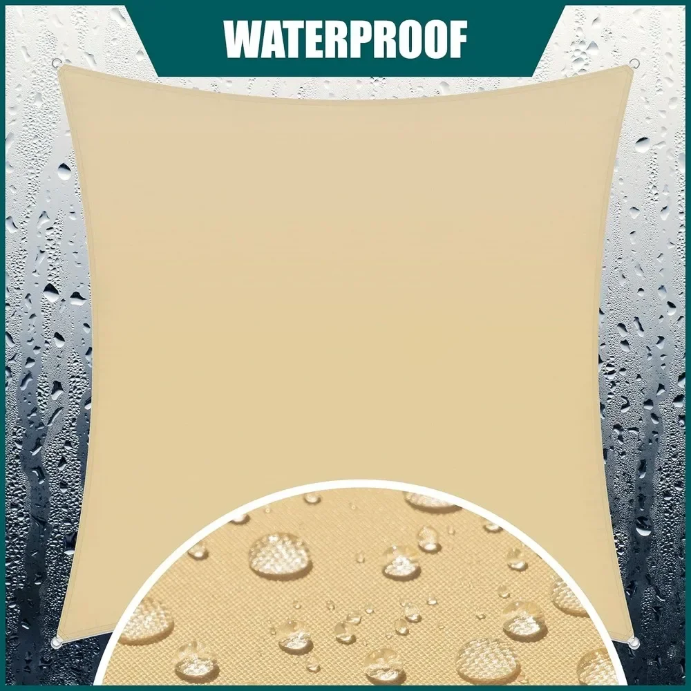 

14' x 18' Beige Square Waterproof Sun Shade Sail Order to Make Canopy Awning, UPF50+ 98% UV Blockage Water Resistant, Outdoor B