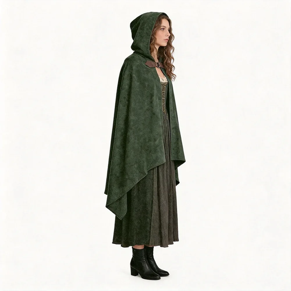 Elfenritter Kurzer Umhang Cosplay Halloween Zauberer Wildledercape Unisex Samtumhang mit Kapuze Renaissance-Kostüm 2026 – Detail 9
