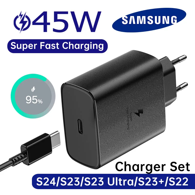 SAMSUNG 45 W Typ C Ladegerät Original Samsung S24 Ultra PD USB C Adapter Samsung Galaxy S23 S22 S21 Ultra Super Charge Zflip 5
