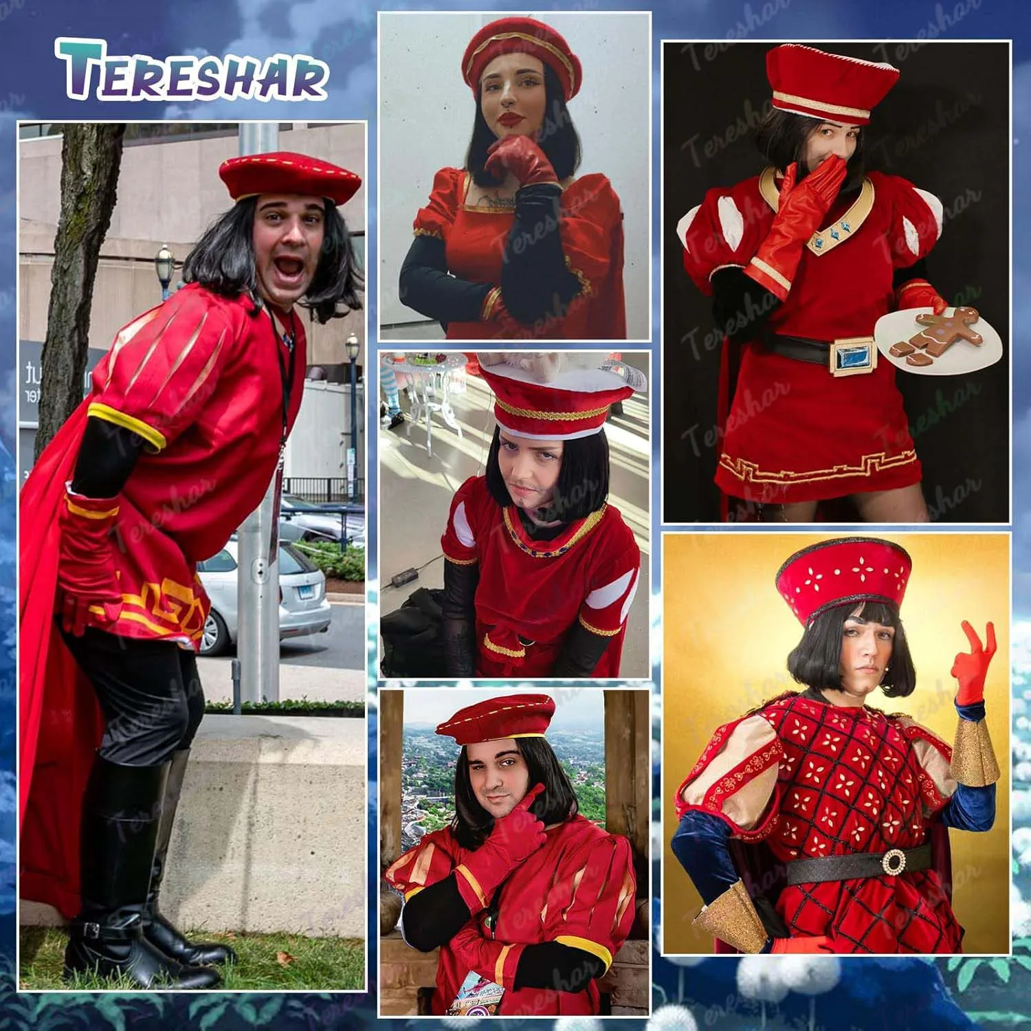 الاصطناعية للجنسين الأسود مستقيم الوجه في قصيرة الانفجارات الكاملة واقعية هالوين تأثيري بوب شعر مستعار مع الانفجارات لورد فاركواد شعر مستعار #5