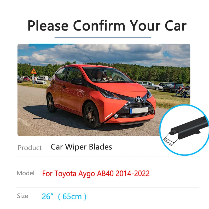 For Toyota Aygo AB40 Peugeot 108 Citroen C1 2014~2022 Front Rear Window Wiper Blades Cutter Set Car Cleaning Accessories Washers