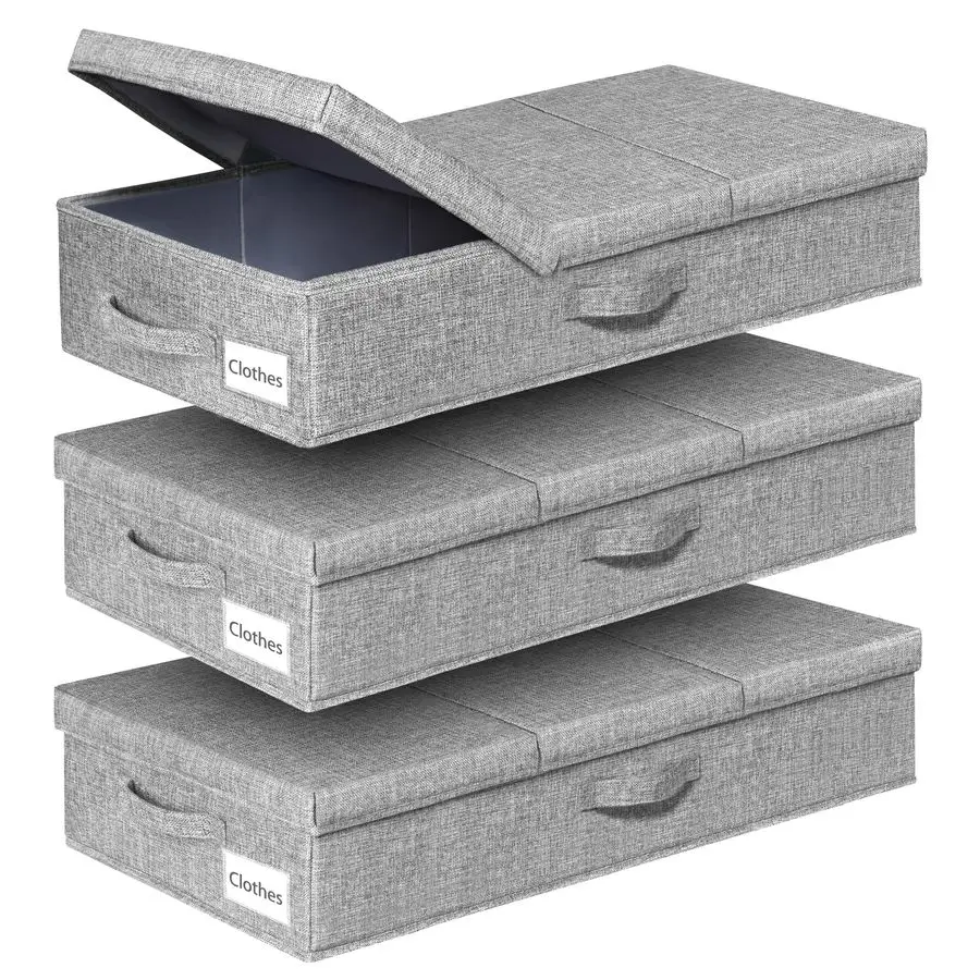 

Контейнеры для хранения под кроватью, 3 шт., большие сумки для хранения одеял и одежды, длинные плоские контейнеры с жесткими стенками для организации и хранения под кроватью.
