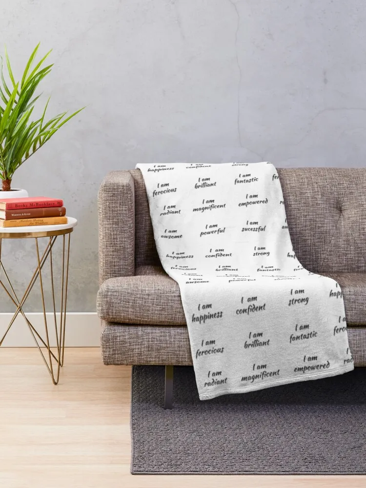 affirmation stickers, Black Throw Blanket Hairy Blanket Designer Blankets