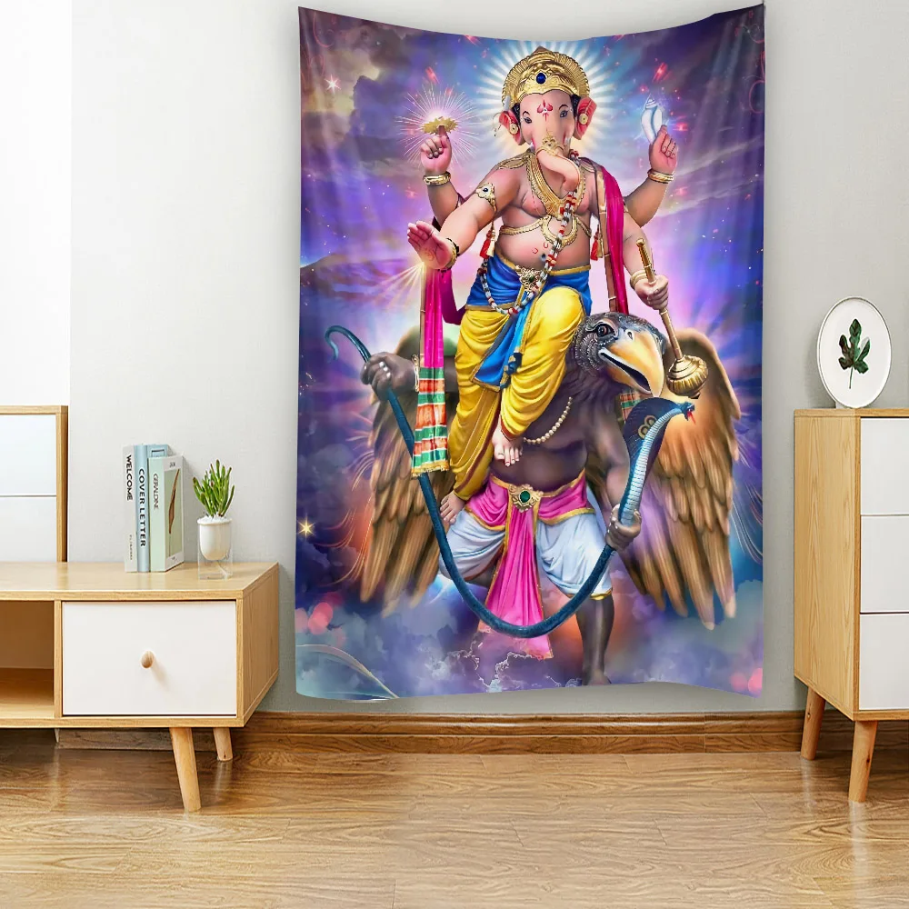 Boeddha Leven Boom Tapestry Indische Olifant Boeddha Art Wall Opknoping Psychedelische Tarot Hekserij Hippie Bohemian Woondecoratie