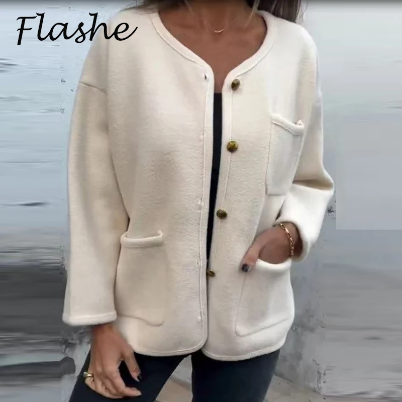 

Autumn Winter Button Sweater Cardigan Women Casual Pocket Long Sleeve Knitted Sweater Coat Female Tops