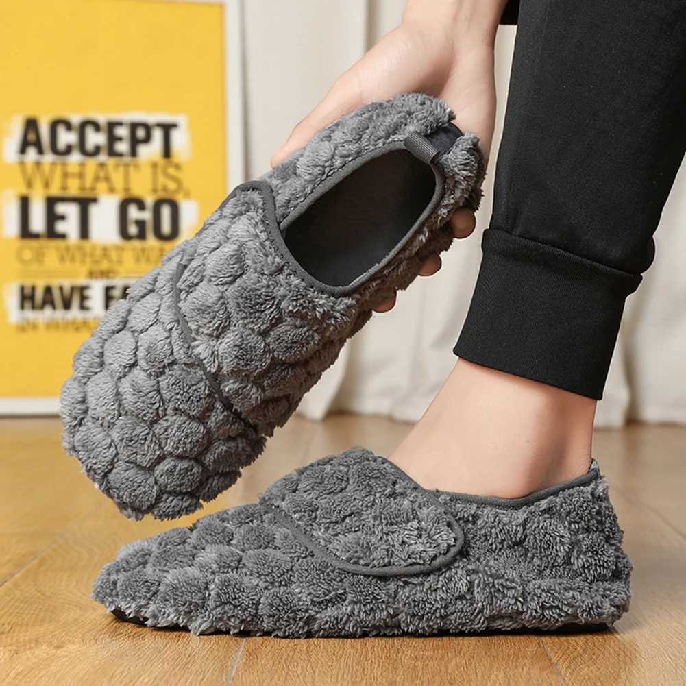 Flat Thermal Slippers Non Slip Cute Furry Slippers Adjustable Soft Couple Slippers Lightweight Walking Shoes for Indoor Bedroom