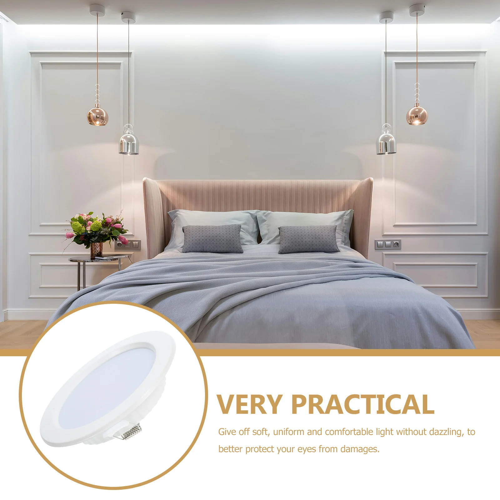 

9W Round LED Panel Light 145x145x12mm 3000K Warm White 720Lm 48 Smd 2835 Leds 90V-220V Eye Protection Non-Dazzling for Living