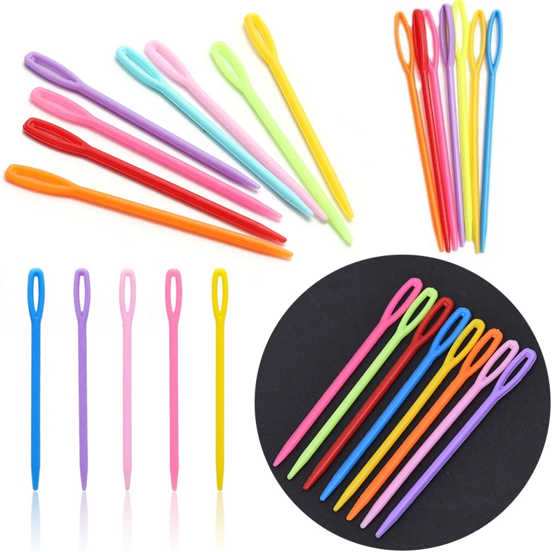 50/100 قطعة إبر سترة 7 سنتيمتر حجم متعدد الألوان البلاستيك كبير العين الكروشيه خياطة إبرة للحرف الملابس الأحذية غرزة إبرة ZYF #1