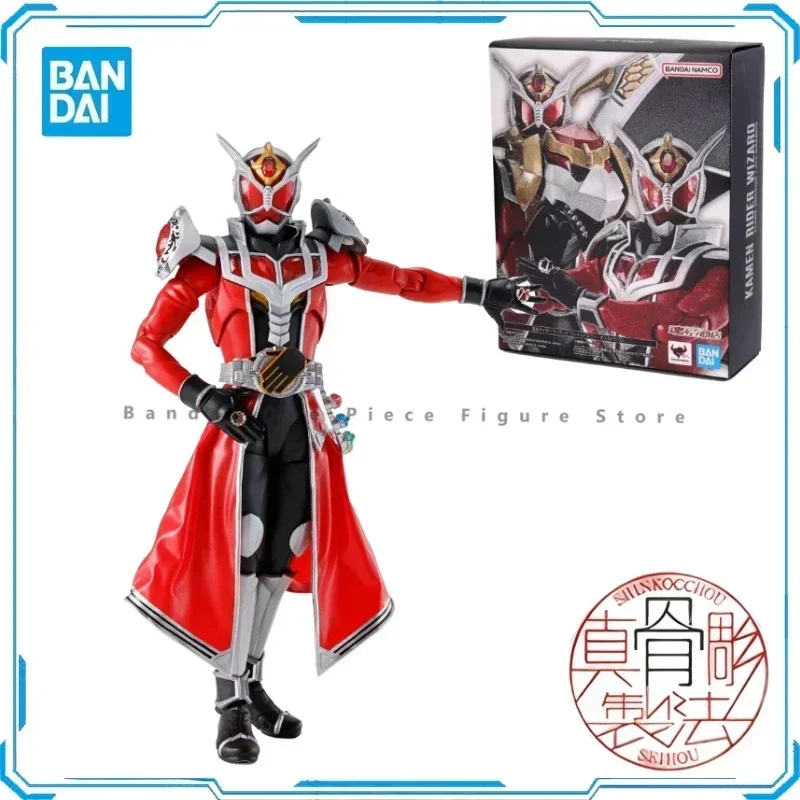 In Stock Original SHF Bandai Real Bone Sculpture Kamen Rider Wizard Fire Dragon Action Figure Animation Toy Gift Model Hobby