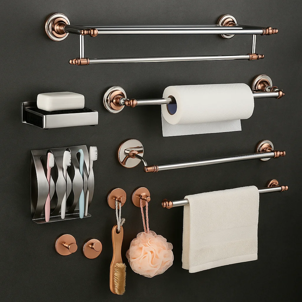 Modern Bathroom Accessory Kit Stainless Steel Bathroom Accessory Set Bath Shelf Gold Towel Bar Hardware Accessories Sets