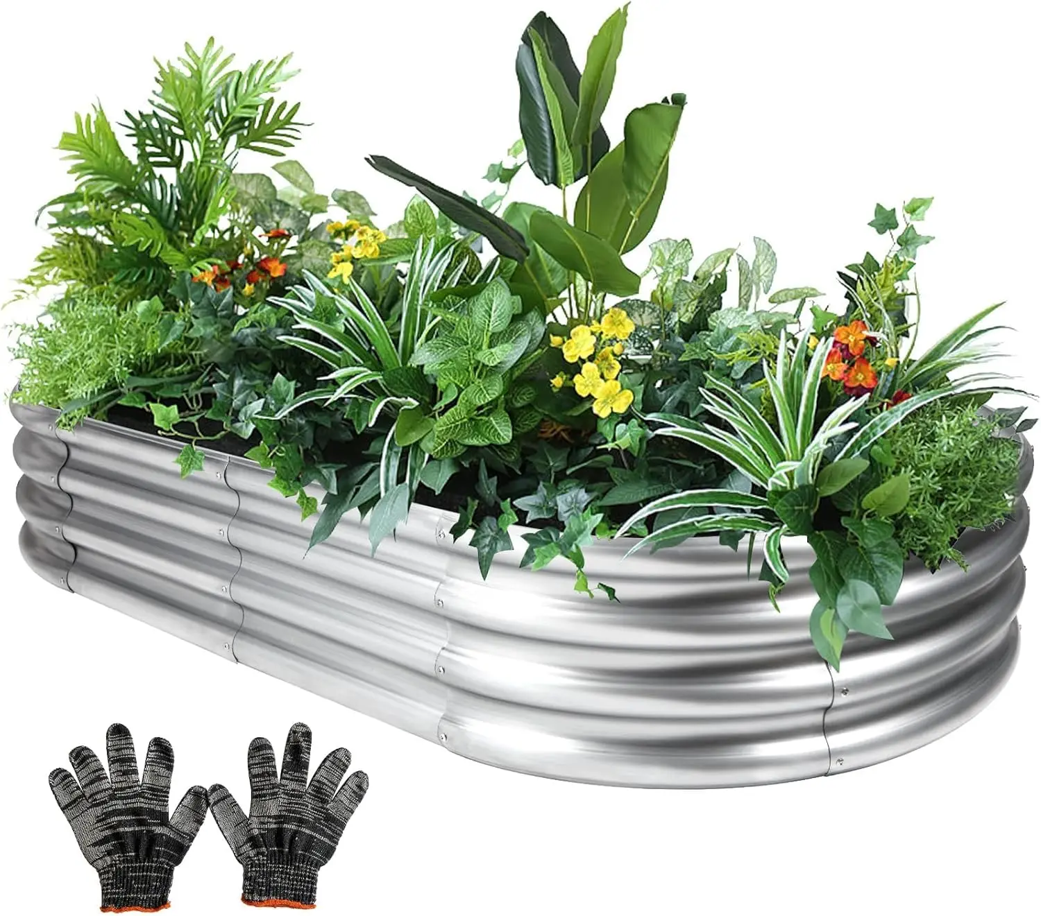 

8×4×1 ft Large Galvanized Raised Garden Bed Outdoor, Easy Assembly Metal Planter Box for Gardening, Vegetables, Herbs,