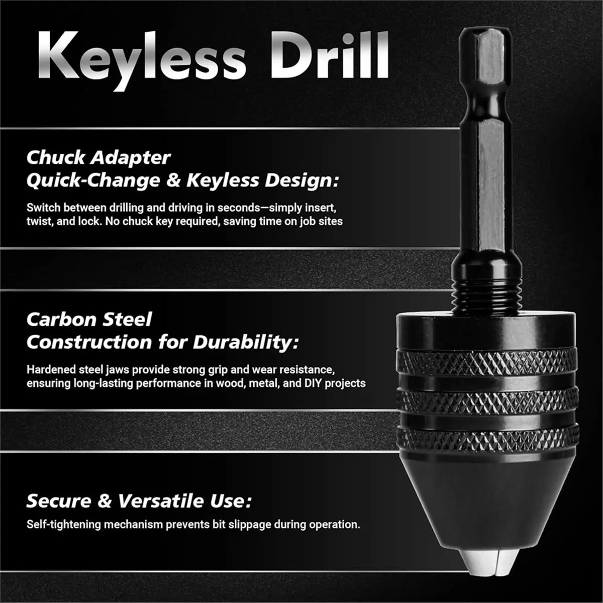 Keyless Shank Drill Chuck Adapter Set,1/4