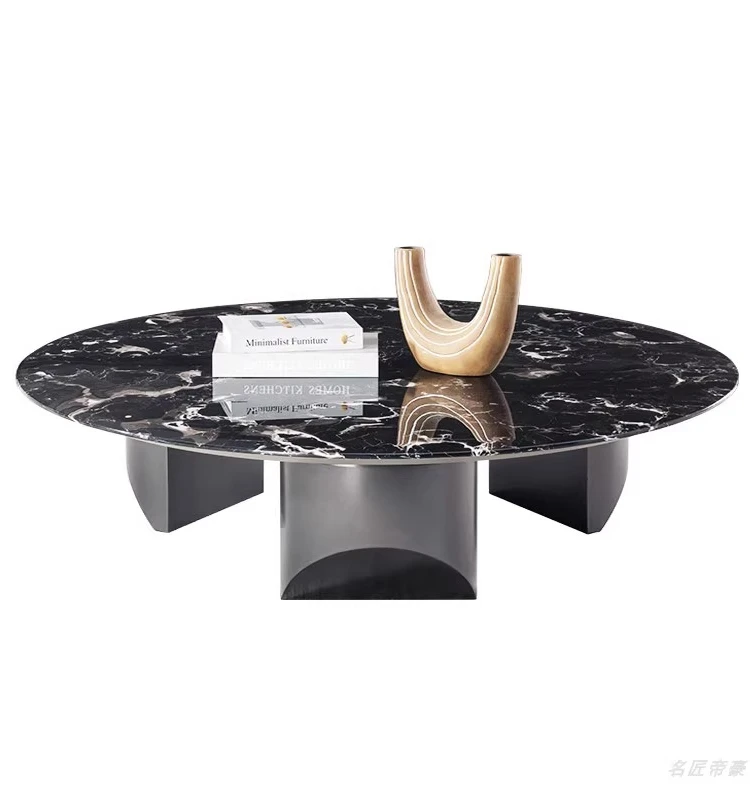 

PQF Marble Tea Table round Combination Small Apartment Home Living Room Tea Table