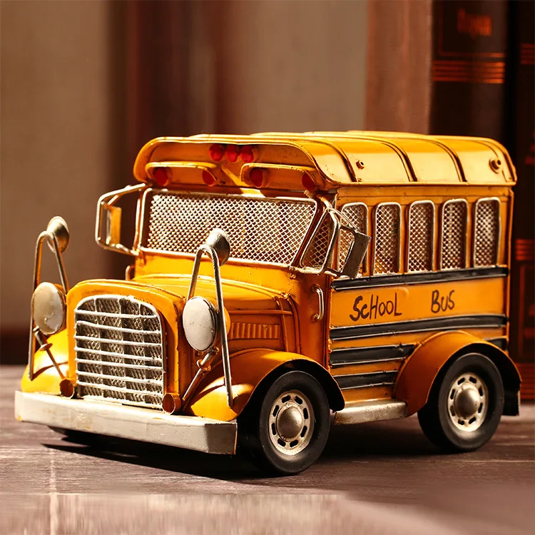 

Yellow COLOR School Bus Model Vintage Style Shuttle Bus Model Iron American School busToy Handcraft Decor