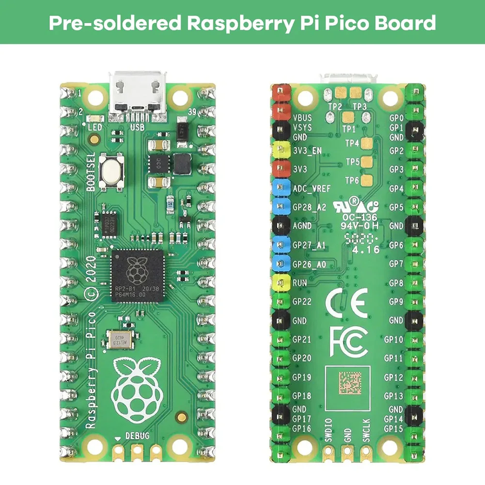 Для Raspberry Pi Pico RP2040 Стартовый комплект PIR-датчика Полный стартовый набор 9G Сервопривод для Raspberry Pi начинающих и инженеров программного обеспечения