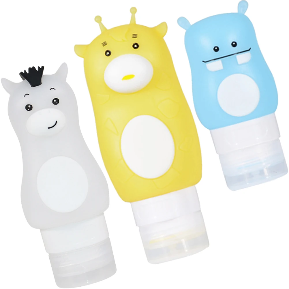 

3 Pcs Mini Silicone Travel Bottles Portable Sauce Containers Toiletries Empty Refillable Lotion Sub Small Leak Proof