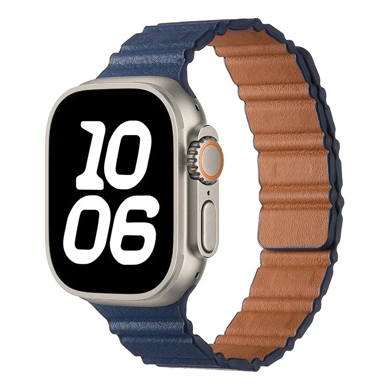 Skórzany pasek do Apple Watch Band 40mm 41mm 42mm 44mm 45mm 49mm Bransoleta magnetyczna iWatch Ultar 2 3 6 7 8 9 SE 10 42mm 46mm