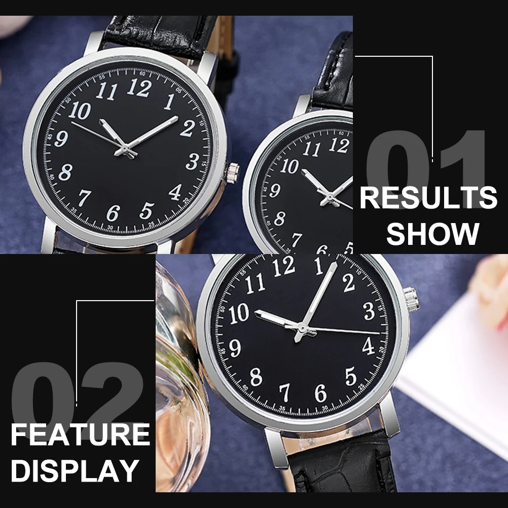 

2 pcs Couple Watch Quartz Watches for Men Women Durable Casual Outdoor Glass Classic Black Couple Wristwatch Gift