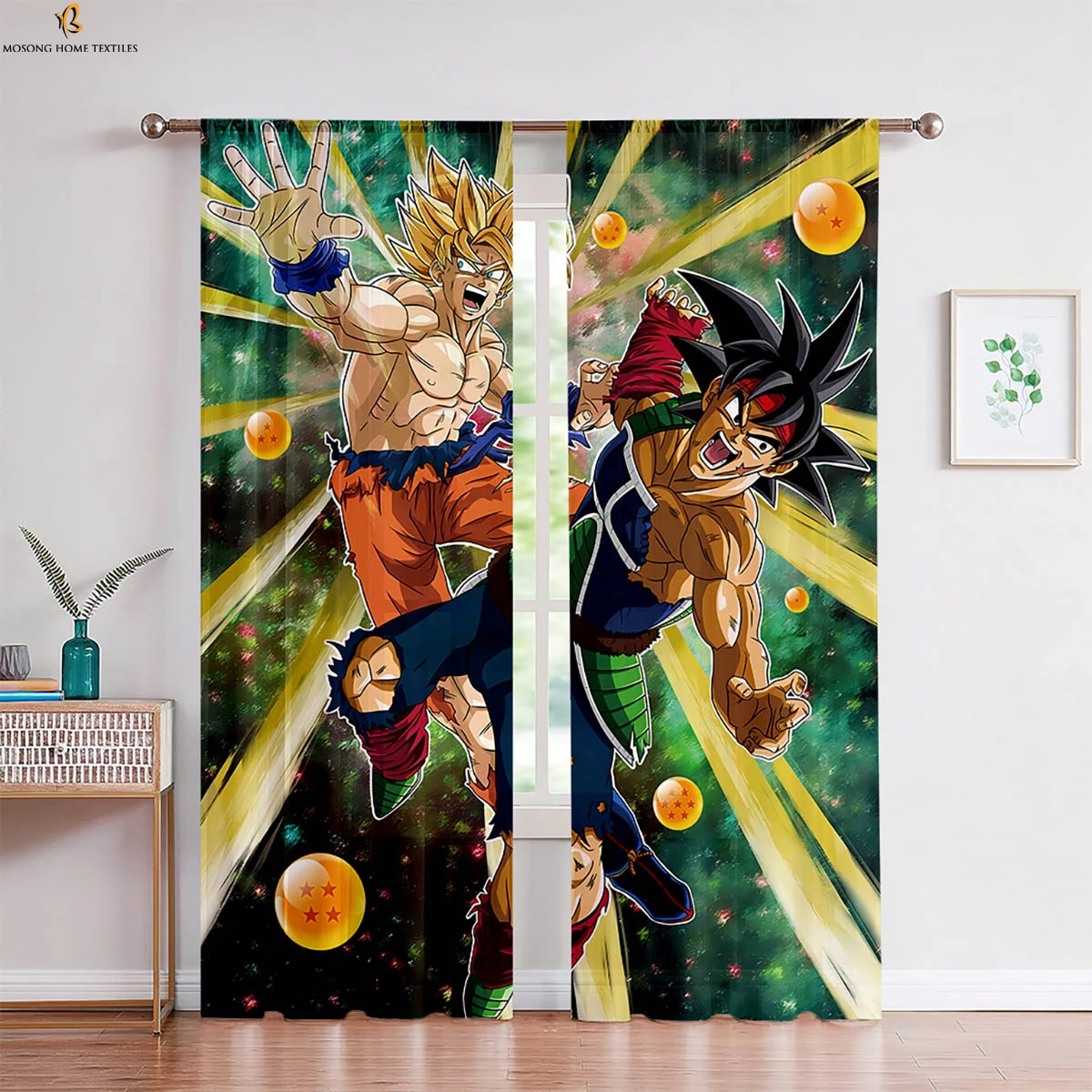 

2-Piece Set Of Hot-Blooded Anime Printed Curtains Japanese Style Bedroom Living Room Kitchen Children's Room Decorative Curtains