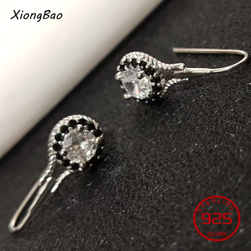 

Dangle Earrings Stamp 925 Sterling Silver Earrings Brincos for Women New Hot 2026 Fine Jewelry Flower Black Spinel Engagement