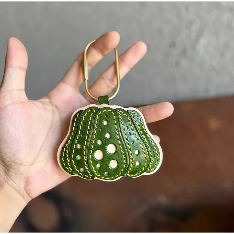 

Plant Theme Pumpkin Genuine Leather Bag Charm Keyring Pendant Phone Case Hanging Ornament,School Bag Keychain Decor Accessories