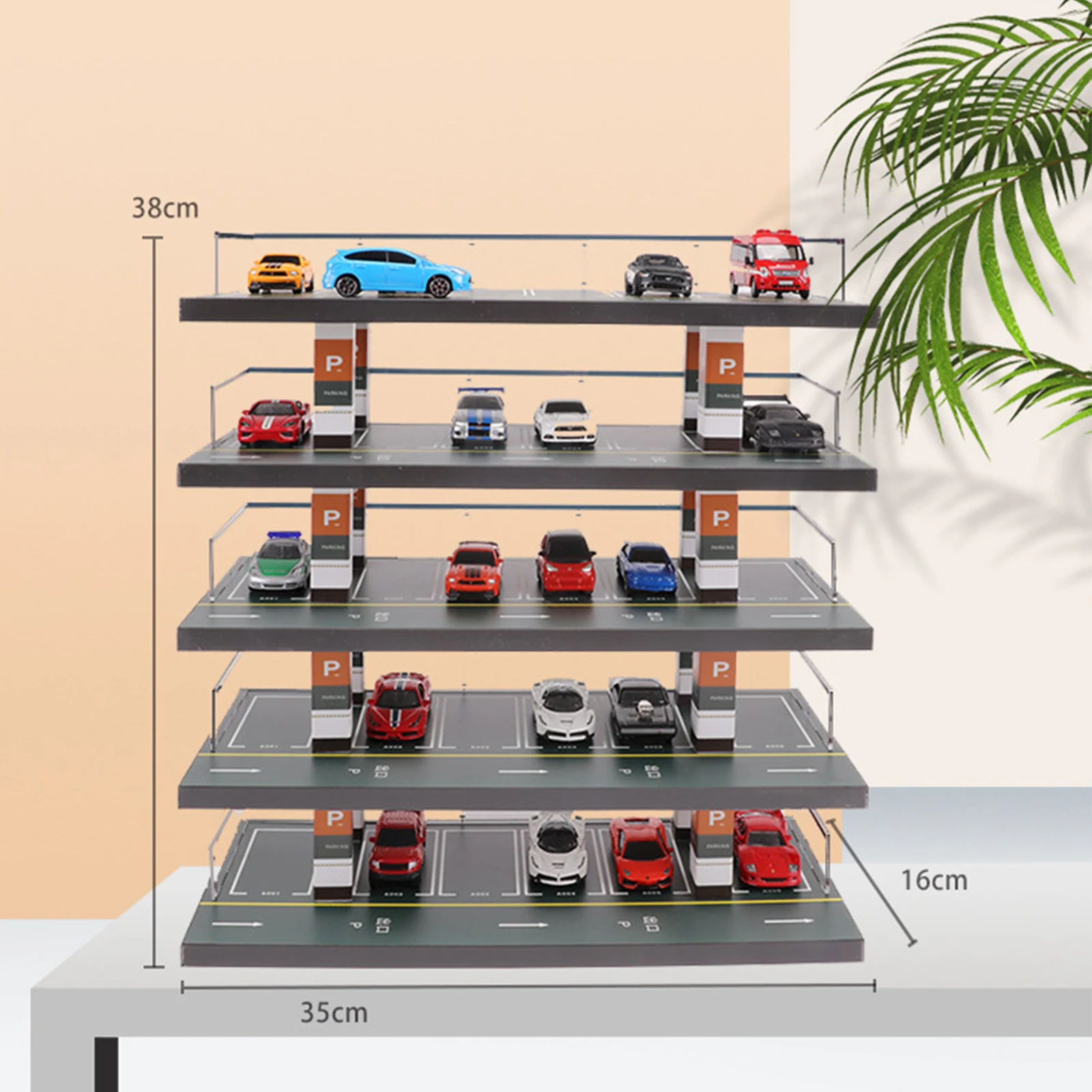 1/64 Scale Diorama Car Parking Lot Display Case Scenery Realistic 5 Tiers Diecast Vehicle Model Display Case Home Decor