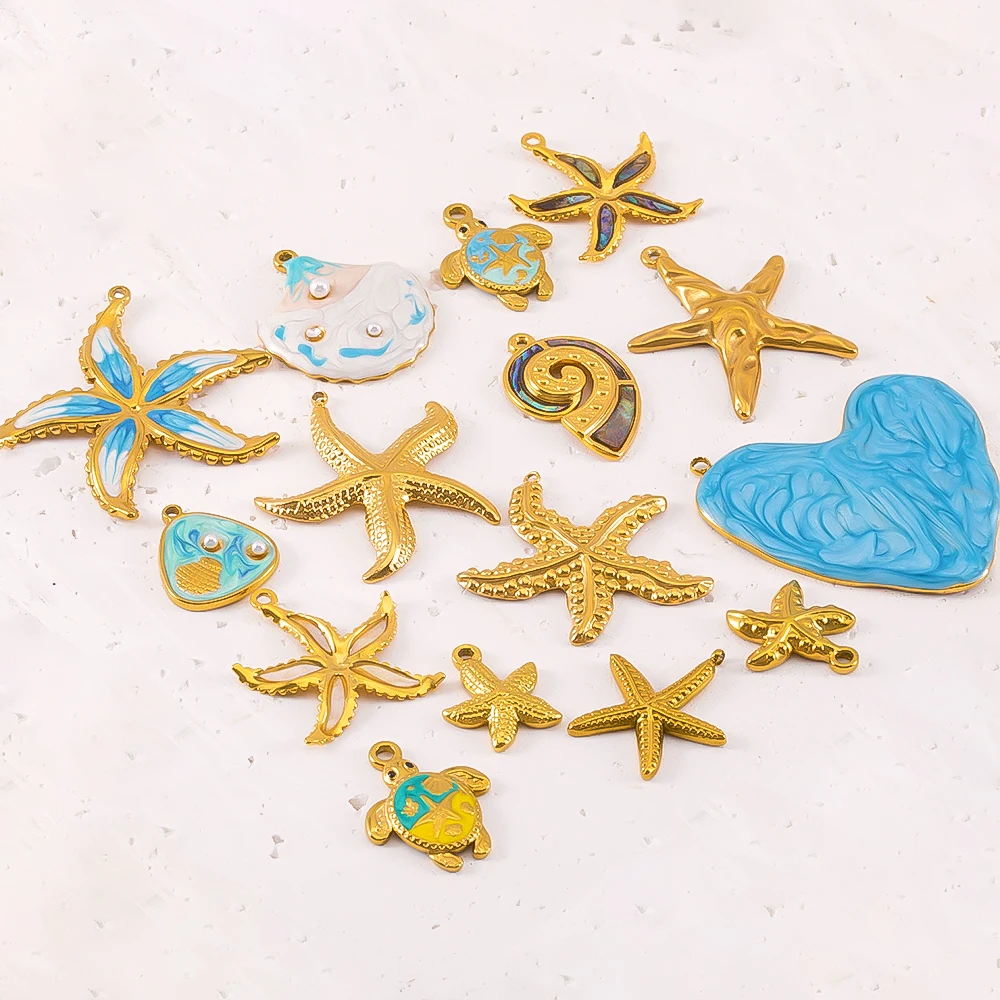 2pcs 5pcs Stainless Steel Starfish Pendants Ocean Charms For DIY High Quality Jewelry Making Necklace Handcrafts Accessories