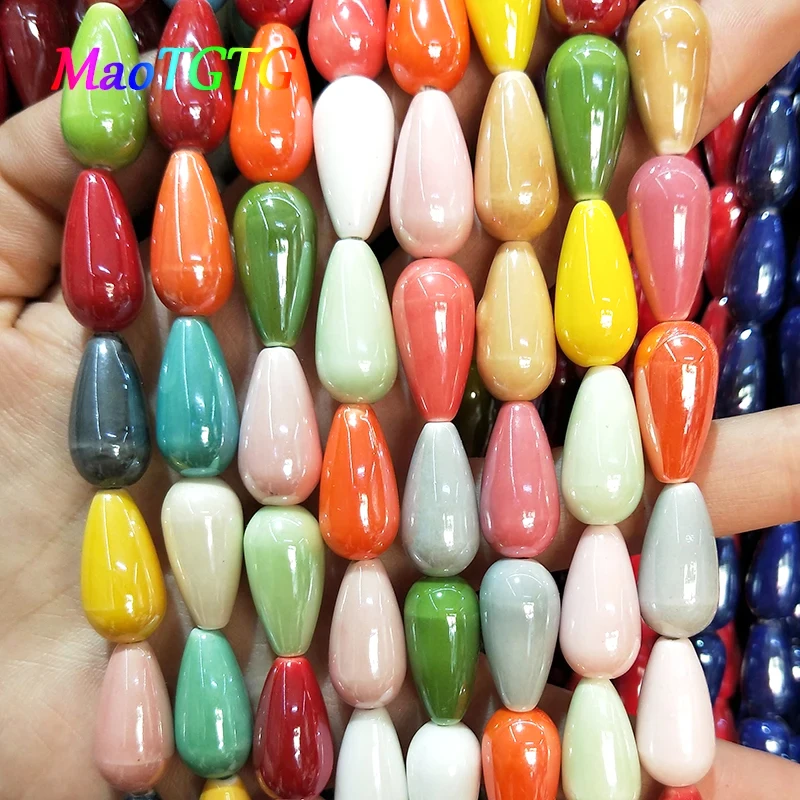 Multicolor Water Droplets Shaped Ceramic Beads For Jewelry Making DIY Necklace Bracelet 20x10mm Ceramic Beads Wholesale