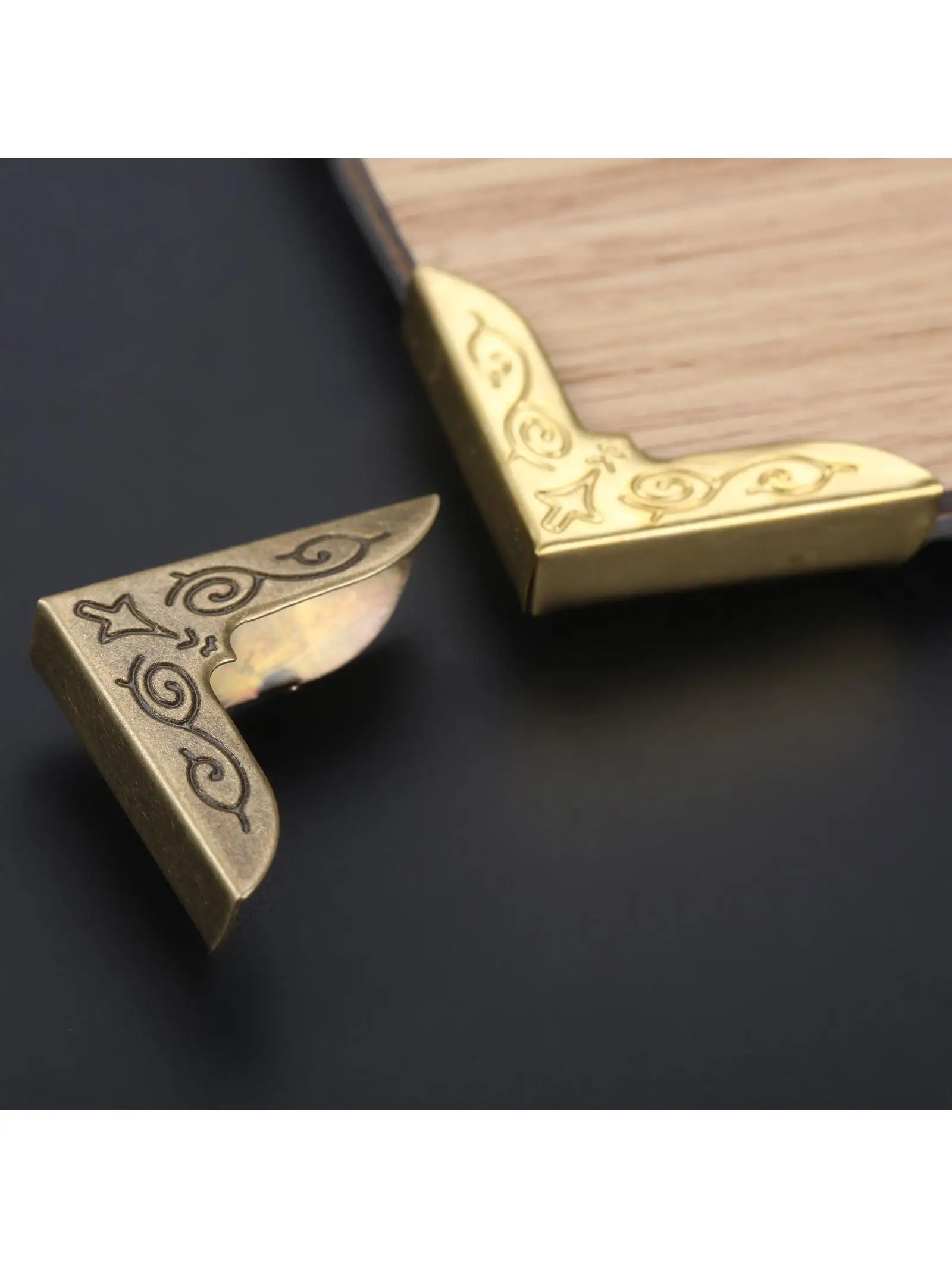 Protecteur d'angle bronze Antique/or, 20 pièces de 25mm, support décoratif pour quincaillerie de meubles, boîtier en bois