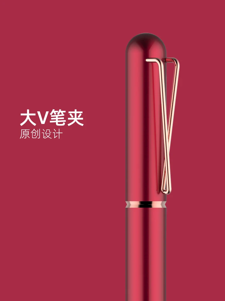 Signature Pen For Women High-end Exquisite Portable V-clip Metal Signature Pen Black Refill Gel Pen