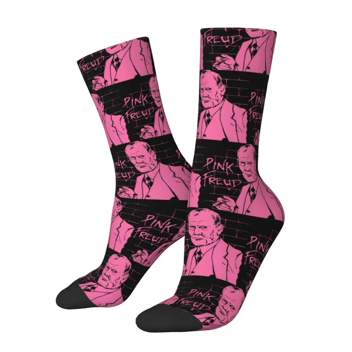 Fashion Freud Psychiatry Pinks Cool Floyded Basketball Socks Polyester Crew Socks for Unisex Sweat Absorbing