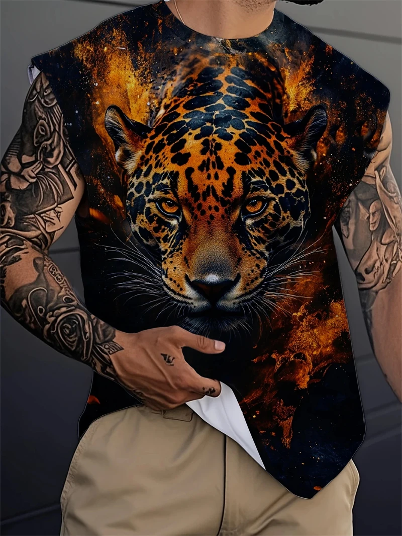 Men's Tank Top Sleeveless Shirt Patterned Duck O Neck Clothing 3D Print Everyday Sports Fitness Muscle Elements Gym Clothing Man image 4