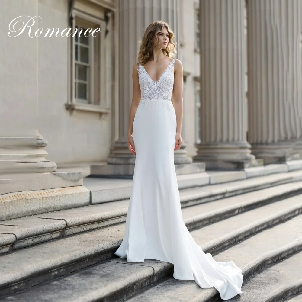 

Elegant Appliques V-Neck Mermaid Wedding Dress Sleeveless Spaghetti Straps Open Back Bridal Gown Vestidos De Novia Customized