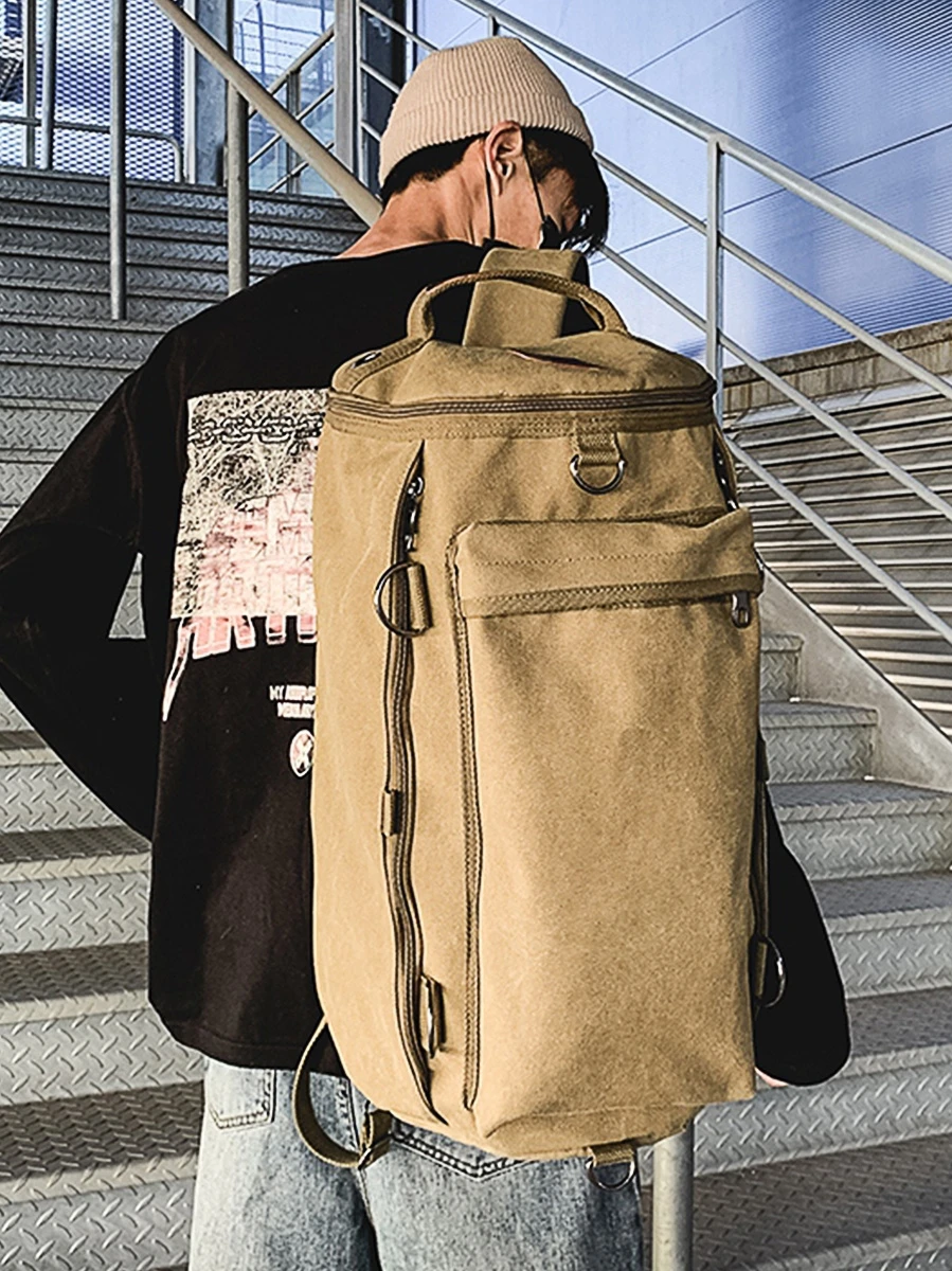 

Большая вместительная уличная холщовая мужская спортивная дорожная сумка Capaci с хлопковой водонепроницаемой застежкой-молнией, железная фурнитура Buet ape