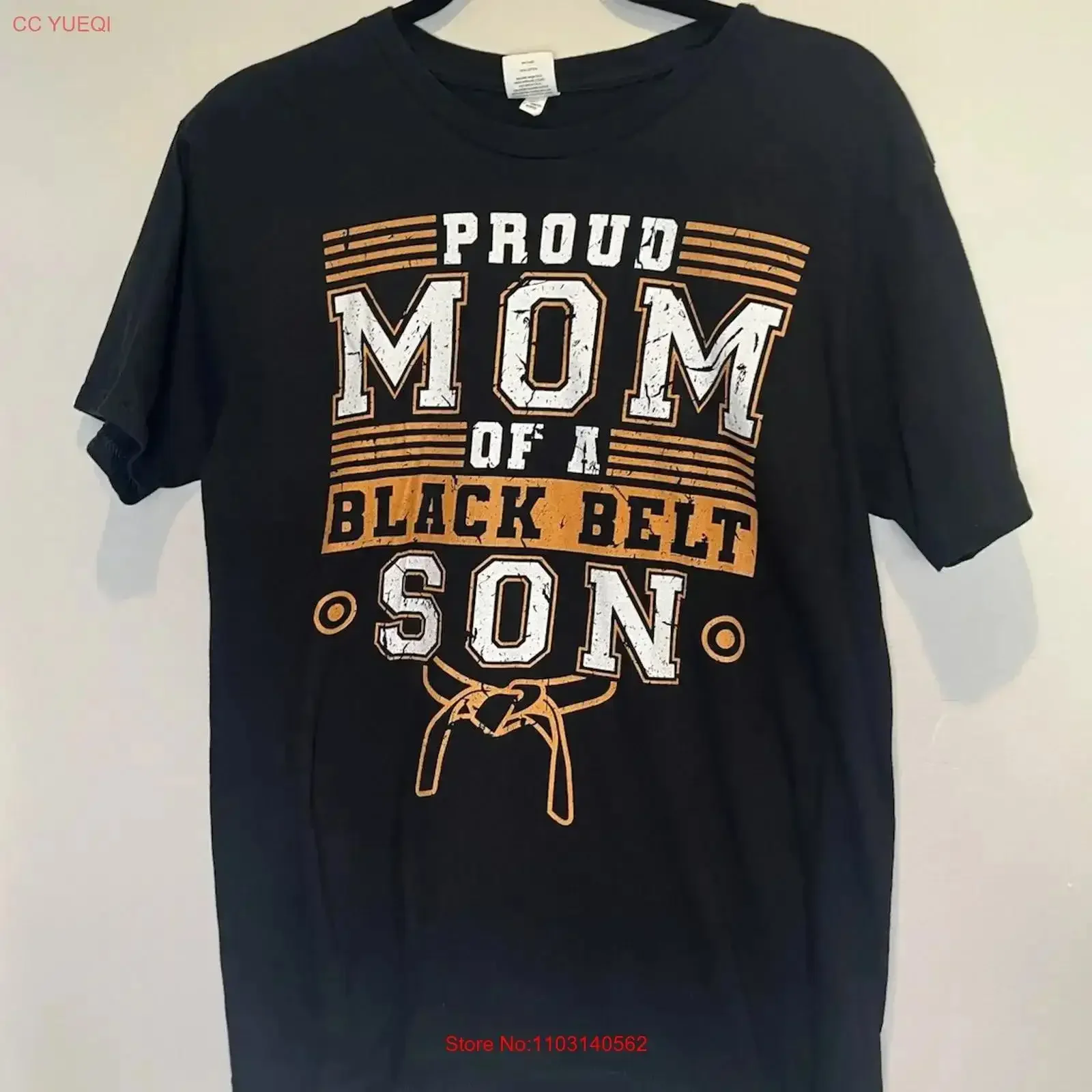 Proud Mom of a Black Belt Son T Shirt Size M Fit w vintage Washed homme Slightly Soft Stretched Top For Everyday Wear vintage