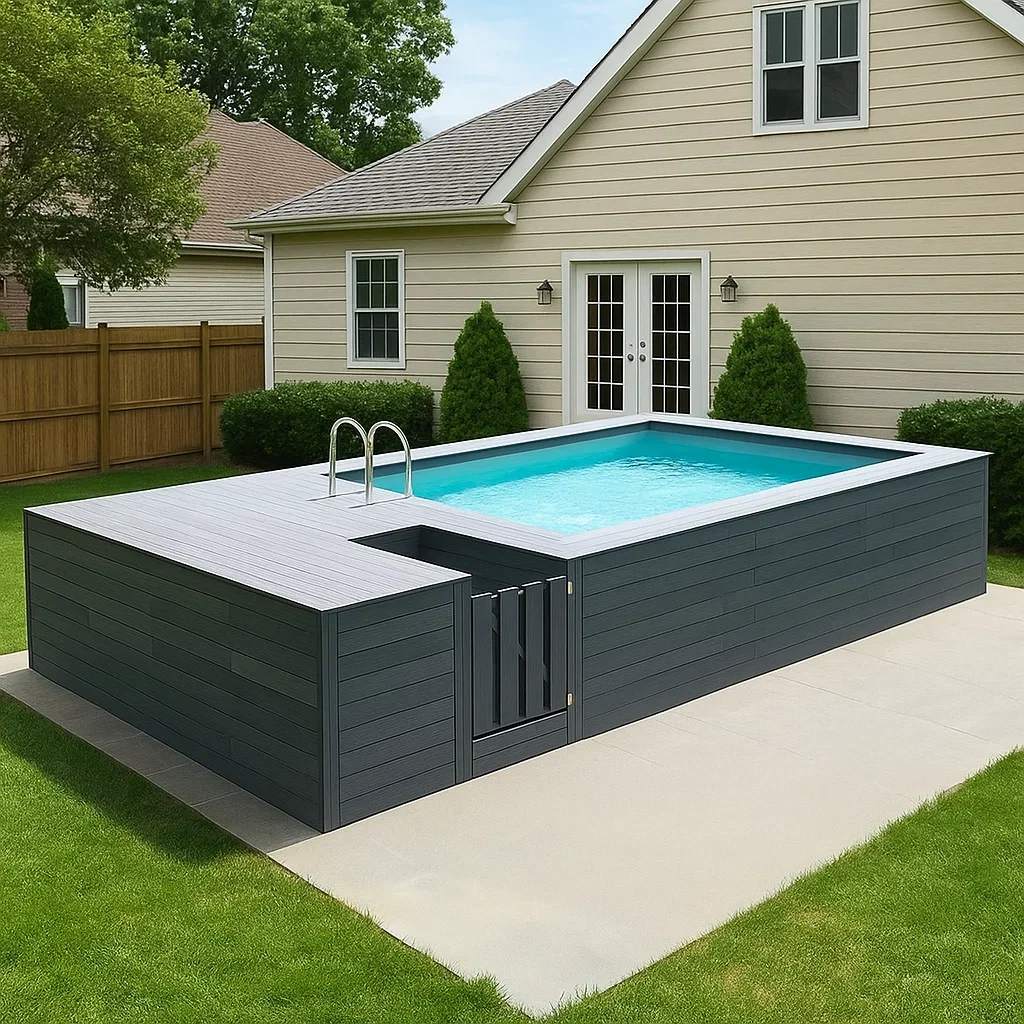 Professional House Spa Backyard Shipping Container Portable Fiberglass Pool Wood Above Ground Swimming Pools for Adults