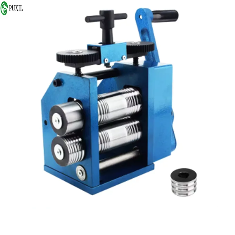 Manual Jewelry Rolling Mill Machine – 1:2.5 Gear Ratio, 0.1-7mm Adjustable Thickness, Wire and Metal Sheet Roller for Patterns