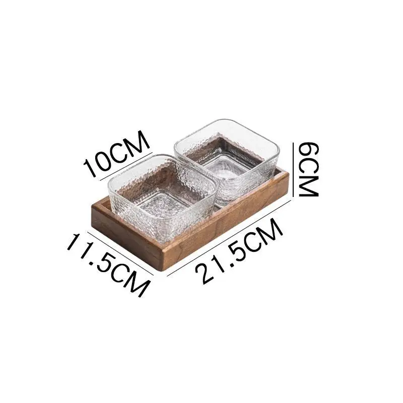 High-grade Solid Wood Glass Fruit Tray Bowl Household Living Room Tea Table Points Snack Candy Dry Fruit Tray Snack Nut Box